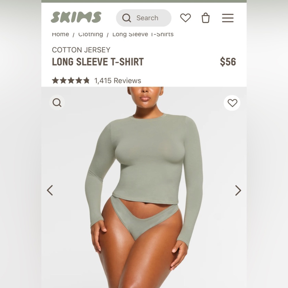 NWT skims new vintage cotton jersey long sleeve tee size S Mineral green